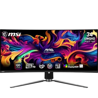 Immagine di MSI MAG 341CQP QD OLED Monitor Gaming Curvo UWQHD 34&quot;, Quantum Dot (3440x1440), 175Hz / 0.03ms, 99% DCI P3, ΔE≤2, DisplayHDR True Black 400, KVM, DP 1.4a, HDMI 2.1, USB Type C