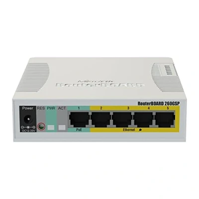 Immagine di Mikrotik RB260GSP network switch Managed Gigabit Ethernet (10/100/1000) Power over (PoE) White