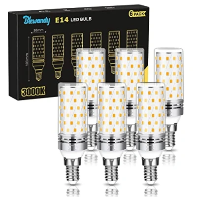 Immagine di Lampadine LED E14, 12W Lampadina Equivalenti 100W Incandescenza, 3000K Luce Bianco Calda 1200Lm Non Dimmerabile Edison Mais, Risparmio Energetico Nessun Sfarfallio, 6 Pezzi