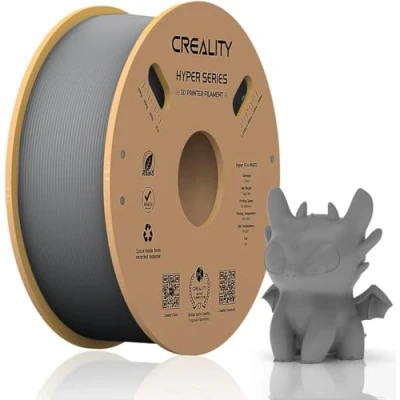 Immagine di Creality Hyper PLA Filamento 1.75 mm, per Stampa ad Alta Velocità 30 600 mm/s, Precisione Dimensionale +/ 0.03 1 KG (2.2 libbre)/ Bobina (Grigio)