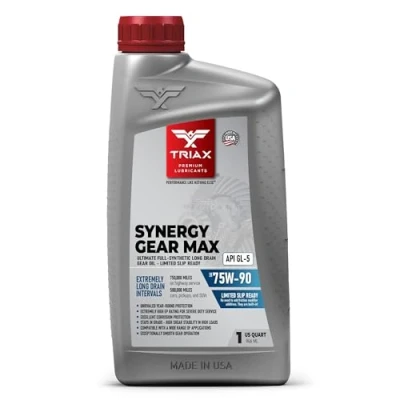 Immagine di Triax Synergy Gear 75W 90 GL 5 Lubrificante Totalmente Sintetico per Cambi Manuali e Differenziali a Slittamento Limitato, Transmissioni, Ingranaggi Ipoidi, Differenziali, Assali (1 quarto)