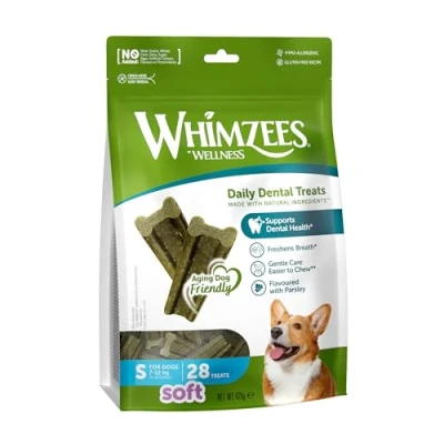 Immagine di WHIMZEES By Wellness Soft, bastoncini da masticare per cani di piccola taglia, taglia S, 28 pezzi, consistenza morbida, adatti invecchiati, senza zuccheri aggiunti, cereali