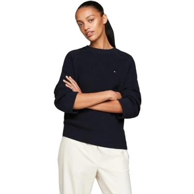 Immagine di Tommy Hilfiger Donna Pullover in Maglia, Blu (Desert Sky), XL