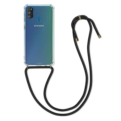 Immagine di kwmobile Custodia Compatibile con Samsung Galaxy M30s Cover Back Case in Silicone TPU Protezione Smartphone Cordino nero/trasparente