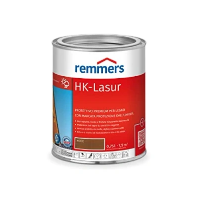 Immagine di Remmers vernice trasparente HK noce, 0,75 litri, decorativa premium per esterni, tripla protezione del legno con impregnante + fondo finitura, da umidità e raggi
