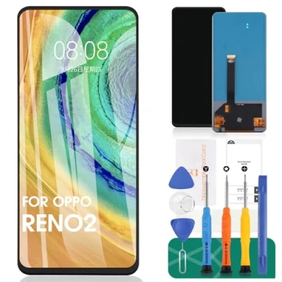 Immagine di SRJTEK schermo TFT per OPPO Reno2 LCD Display Reno 2 Sostituzione dello CPH1907 Touch Digitizer Kit di riparazione senza cornice (nero, nessun riconoscimento delle impronte digitali)