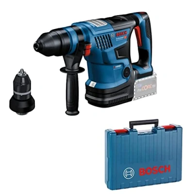 Immagine di Bosch Professional Martello perforatore a batteria, BITURBO GBH 18V 34 CF, con mandrino inter. SDS plus, 5,8 J, incl. Bluetooth, impug. sup., arresto profondità, batt. e caricab. non incl., valigetta