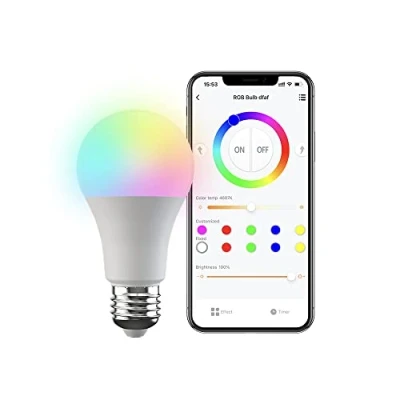 Immagine di Broadlink FastCon Smart Bulb LB4E27, cambio colore con sincronizzazione musicale, A60/E27/9W/800LM, funziona Alexa e Google Home, Hub GW4C necessario