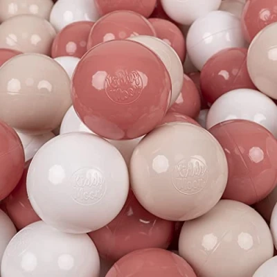 Immagine di KiddyMoon 700 Palline/7Cm Palline Morbide Colorate per Piscina Bambini Fatto in EU, Beige Pastello/Salmone/Bianco