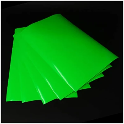 Immagine di Set di 5 fogli DIN A4 autoadesivi, per artisti, plotter e il fai da te, verde fluorescente