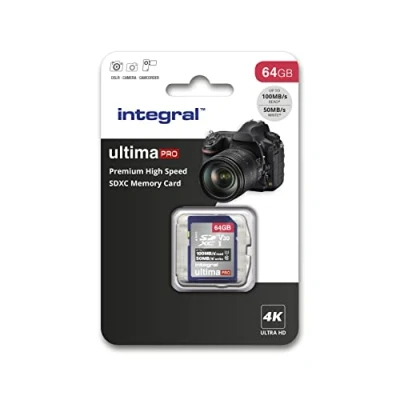 Immagine di Integral Scheda SD da 64 GB 4K Ultra HD Video ad alta velocità SDXC V30 UHS I U3 di memoria classe 10 fino a 100 MB/s, il colore può variare
