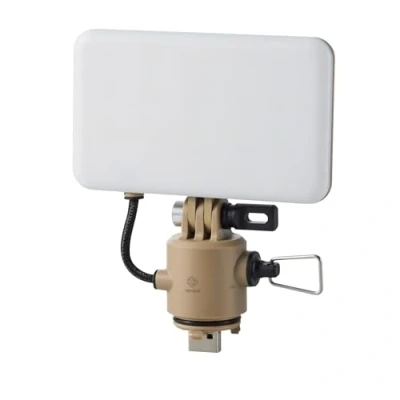Immagine di ELECOM NESTOUT Pannello LED da campeggio per esterni, 30 1000 lumen, luce dimmerabile, USB Powered LED, IP44, resistente all&#039;acqua, portatile Power Bank, beige
