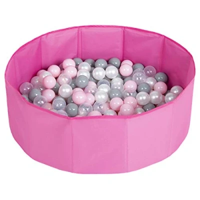 Immagine di Selonis Piscina Pieghevole Con 200 Palline Colorate, Rosa:Perla/Grigio/Trasparente/Rosa Chiaro