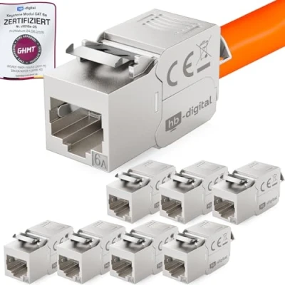 Immagine di hb digital 8x CAT 6A Keystone Modulo RJ 45 Jack Connettore 500 MHz 10Gbit/s Cavo Internet LSA per Patch Panel Ethernet LAN