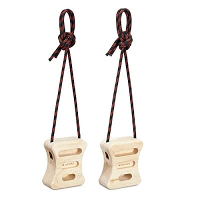 Immagine di Navaris Prese Allenamento Arrampicata 2 Pezzi Legno Hangboard Portatile Dita Attrezzi per a Casa