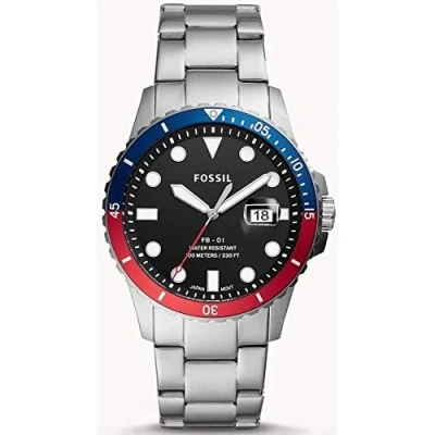 Immagine di Fossil Orologio Fb 01 da uomo, movimento al quarzo, cassa in acciaio inossidabile 42 mm con bracciale inossidabile, FS5657, Rosso e blu