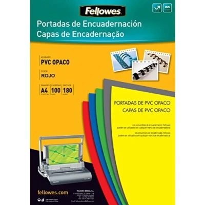 Immagine di Fellowes 5100601 Portadas e destinati ad essere legati in PVC, opaco, formato A4 rosso, 100 Pezzi