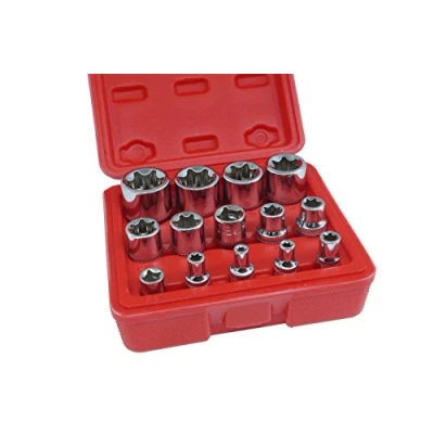 Immagine di SET chiavi a bussola torx attacco 1/4&quot; 3/8&quot; 1/2&quot; femmina da 4 24 mm 14 PZ