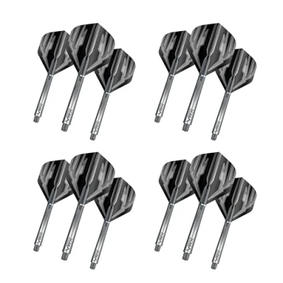 Immagine di RED DRAGON Dart Flight &amp; Stems Combo Grigio 4 Set di Voli Standard e Medio VRX per Confezione