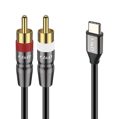 Immagine di J&amp;D Cavo USB C a 2 RCA, Type 2RCA Maschio Audio Ausiliario Stereo Y Splitter Compatibile per iPhone Serie 15, Google Pixel 6/7/8, MacBook Pro, Telefono, Tablet, Laptop, 1 m