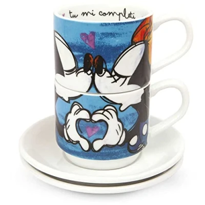Immagine di Egan PWM02I/B Set Tazze Caffe, Modello Sweet Love, Porcellana, Blu, 2 unità, 80 ml
