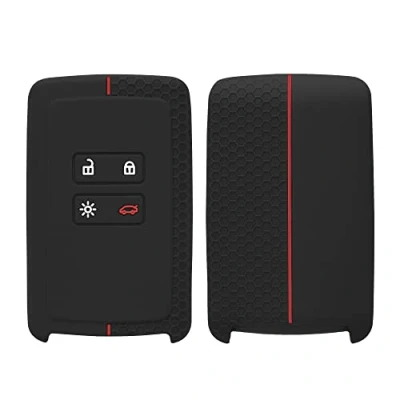 Immagine di kwmobile Custodia Coprichiave Compatibile con Renault 4 tasti Smart Key (solo Keyless Go) Cover Copri Telecomando Chiave Auto Chiavi Macchina nero/rosso