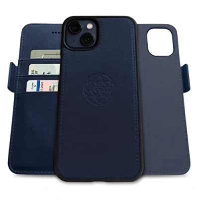 Immagine di dreem Fibonacci compatibile con iPhone 13 custodia a portafoglio/custodia antiurto 2 in 1 e folio pelle vegana staccabile, MagSafe, protezione RFID [Reale]