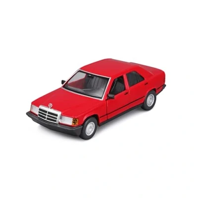Immagine di Bburago Mercedes 190E (1987): modello auto in scala 1:24, porte mobili, rosso (18 21103R)