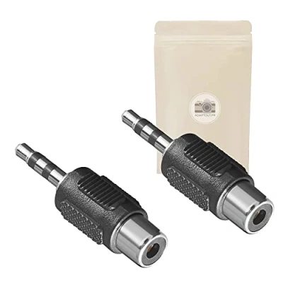 Immagine di Adaptout 2x Adattatore da presa minijack mini jack 3,5mm stereo maschio a spina RCA mono femmina Connettore 100% in metallo marca francese
