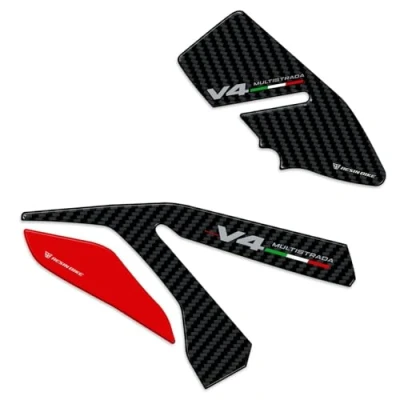 Immagine di Resin Bike Adesivi Moto Compatibile con Ducati Multistrada V4 2024. Protezione Battitacco da Urti e Graffi. Coppia di 3D Resinati Made in Italy