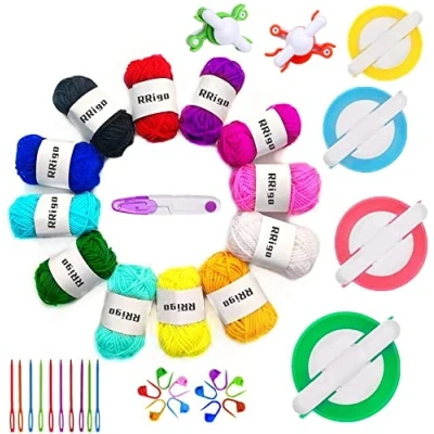 Immagine di RRigo Pom Maker, 4 Taglie Fluff Ball Weaver Needle Pompom Maker Set Filato di Lana Maglia Attrezzi per Artigianato Fai da Te Pompoms Doll Making Kit (39)