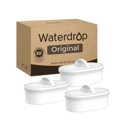 Immagine di Waterdrop WD PF 01A Plus Filtri di ricambio per tutti i sistemi filtraggio Tank, certificati NSF, durano fino a 2 mesi o 757 L (confezione da 3)