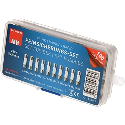 Immagine di Max Hauri AG 128449 Assortimento di mini fusibili (Ø x L) 5 mm 20 Rapido Contenuto 100 pz.