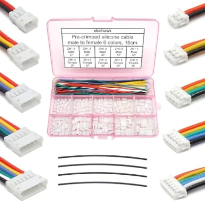 Immagine di ZH Kit di connettori maschio femmina da 1,5 mm e cavi in silicone pre crimpati 28 AWG, presa connettore ZH1.5, alloggiamento 2/3/4/5/6 pin, cavo adattatore JST con lunghezza 160
