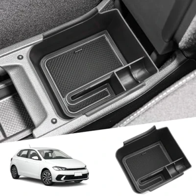 Immagine di SHAOHAO Compatibile con VW Taigo/Polo AW1 GTI MK6 2018 2023 2024 contenitore portaoggetti per console centrale vano da Bracciolo accessori Interni