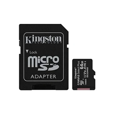 Immagine di Kingston Canvas Select Plus SDCS2/64GB 3P1A Scheda microSD Classe 10, Multipack con 3 Schede, Adattatore SD Incluso, 64 GB
