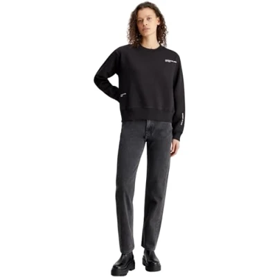 Immagine di Calvin Klein Jeans Multi Placement Crew Neck J20J222544 Felpe, Nero (CK Black), XS Donna
