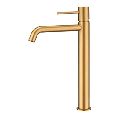 Immagine di MICE BDM039 3OC Rubinetto monocomando per lavabo alto in ottone Rubinetteria bagno oro spazzolato rubinetti alti colore