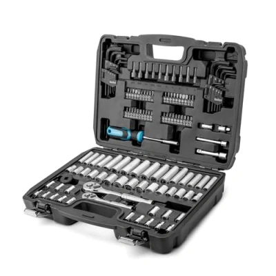 Immagine di DURATECH Set di Attrezzi per Meccanica da 121 Pezzi, Chiavi a Bussola, 1/4&quot; e 3/8&quot;, Cricchetto 72 Denti, Acciaio Cr V, con Scatola, Include Cacciavite Punte, Ideale Lavori Meccanici