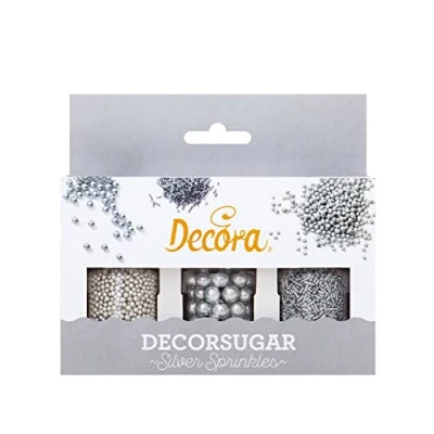 Immagine di Decora, 2082103, Decormix Set, Confezione con 3 Sprinkles, In Zucchero, Colore Argento