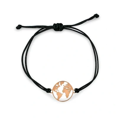 Immagine di Nuoli® Bracciale da donna con mappa del mondo, regolabile fino a 20 cm, in Acciaio INOX e inossidabile, colore: Oro rosa, cod. NU152