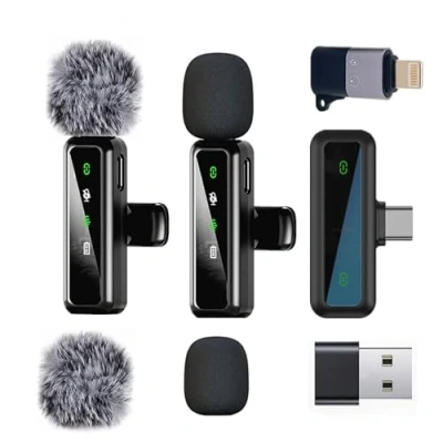 Immagine di microfono Lavalier wireless per iPhone Android iPad, mini microfono, la registrazione video, streaming, Podcast, Vlogging, Youtube, Tiktok,Trasmissioni dal Vivo, Interviste