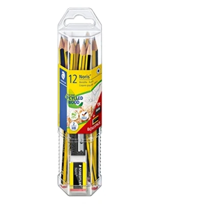 Immagine di Staedtler Noris Set Cancelleria Composto da 12 Matite Hb, 1 Gomma Cancellare e Temperino Ideale per Scuola Università Ufficio Cartoleria, Materiale Scolastico Cose la