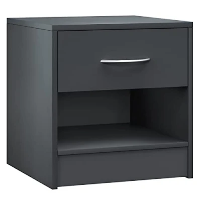 Immagine di CASARIA® Comodino 41x39x28 cm Spazioso Cassetto Portaoggetti con Maniglia Ripiano Aperto Comodini Tavolino da Notte Arredamento Camera Letto