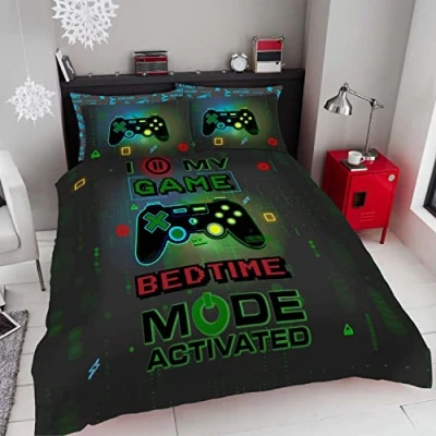 Immagine di GC GAVENO CAVAILIA Set di biancheria da letto per bambini, reversibile, singolo, copripiumino con federa, Gamer multi