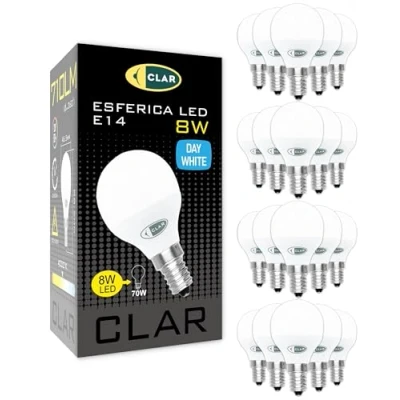 Immagine di CLAR Lampadine a Led E14 8W, Sfera Luce, Lampadine, Senza Fili, Lampade Piccole, Luce Fredda 8W (Pack 20)