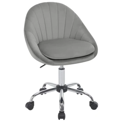 Immagine di WOLTU Sedia da Ufficio per Casa, Toilette, Girevole Ergonomica, Scrivania Regolabile in Altezza con Rotelle, Camera Letto, Studio, Velluto, Grigio Chiaro, BS167hgr