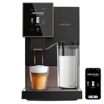 Immagine di Cecotec Macchina da Caffè Espresso Manuale e Cappuccino Cremmaet Compactccino Connected Black Rose. 30 Varietà, Serbatoio latte 400ml, dell&#039;acqua 1,1L, Schermo TFT, 19 Bar, Thermoblock