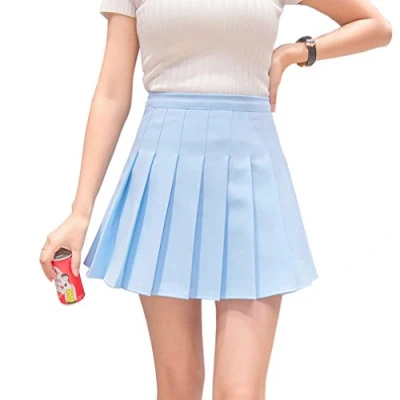 Immagine di HOEREV Minigonna Pieghettata a Vita Alta Gonna Corta per Tennis Skateboard e Scuola Donne Ragazze EU 34 IT 40, S,girovita 68 cm
