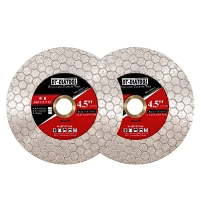 Immagine di DT DIATOOL Disco Diamantato 115mm 2 pezzi per Piastrelle Gres Porcellanato Marmo Granito Taglio e Rettifica dei Bordi